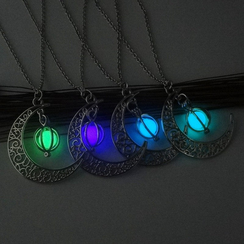 BlushBerry Moon Natural Glowing Stone Healing Necklace Women Gift Charm Luminous Pendant Necklace Jewelry