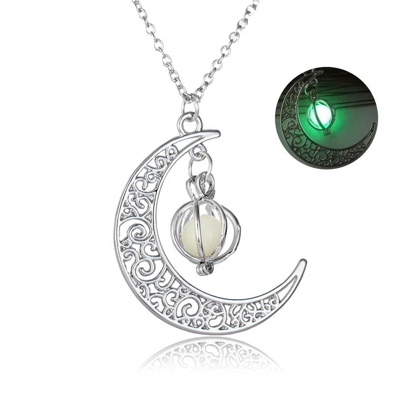 BlushBerry Moon Natural Glowing Stone Healing Necklace Women Gift Charm Luminous Pendant Necklace Jewelry