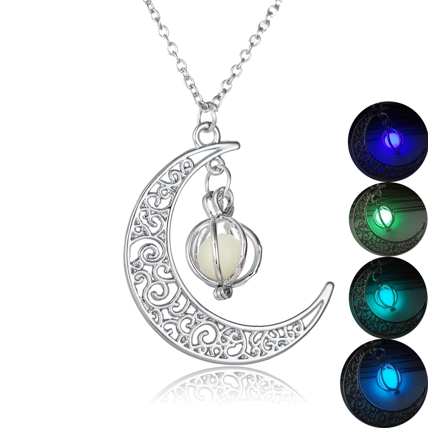 BlushBerry Moon Natural Glowing Stone Healing Necklace Women Gift Charm Luminous Pendant Necklace Jewelry